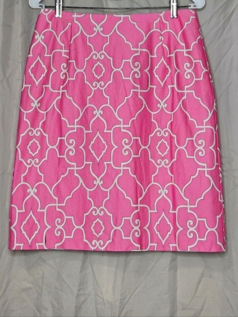 Melly M Melissa Madden Preppy A-line Pink Trellis Print Resort Style Lined Skirt